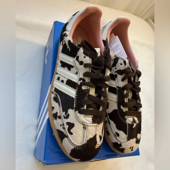 ADIDAS SAMBA OG Cow Print size 7.5 Women Sneakers Animal Print Gum Sole NWT - Picture 11 of 15